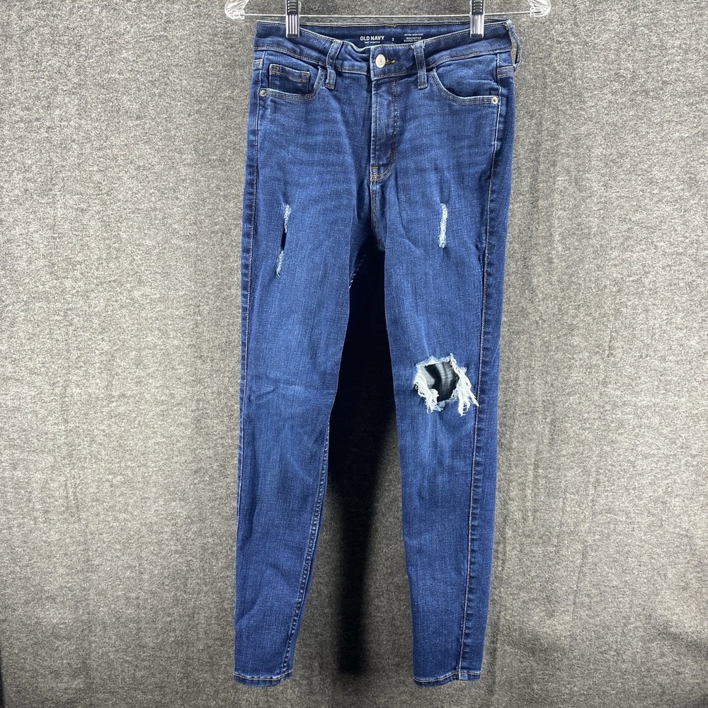 Old Navy Jeans Womens 2 Blue Extra High Rise Rockstar Super Skinny 360 Stretch